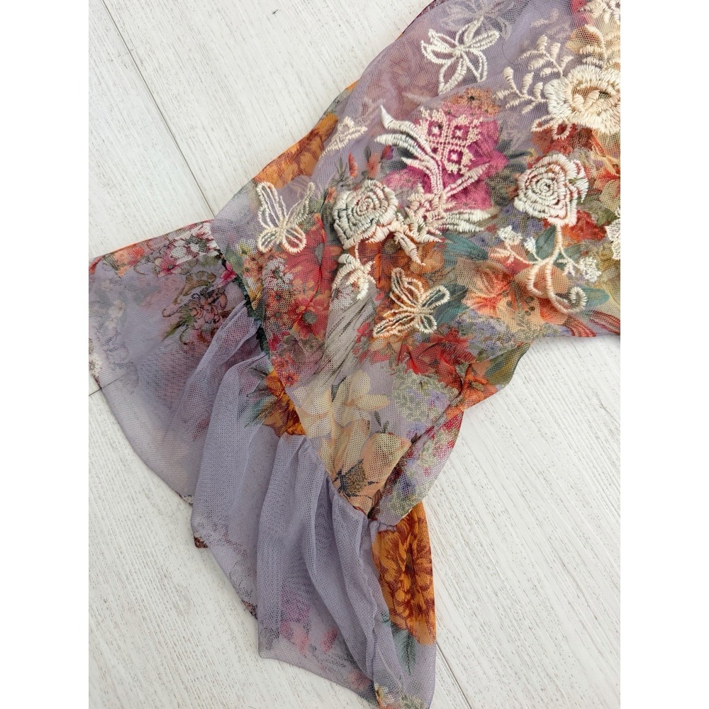 NWT Johnny Was Mae Floral Mesh Top w/ Slip Sz M Embroidered Asteria Floral $298 - Picture 11 of 15